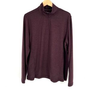 Orvis Mens Classic Collection 1/4 Zip Pullover Long Sleeve Burgundy Top L